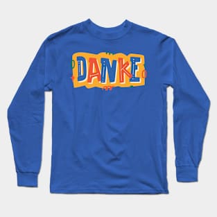 Colorful Retro Danke Word pattern Long Sleeve T-Shirt